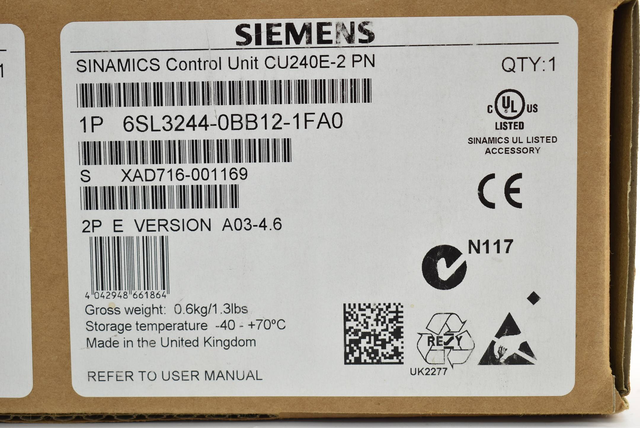 Siemens sinamics G120 6SL3 244-0BB12-1FA0 ( 6SL3244-0BB12-1FA0 ) E: A03