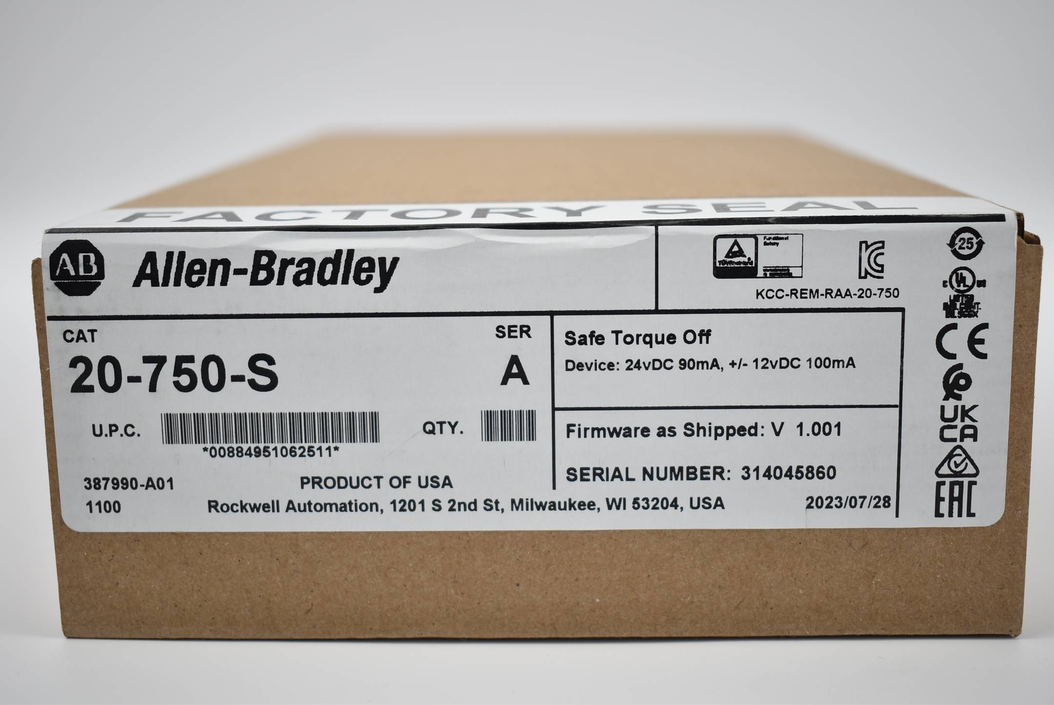 Allen-Bradley PowerFlex 750 SAFE Torque Off 20-750-S ( 387990-A01 ) 