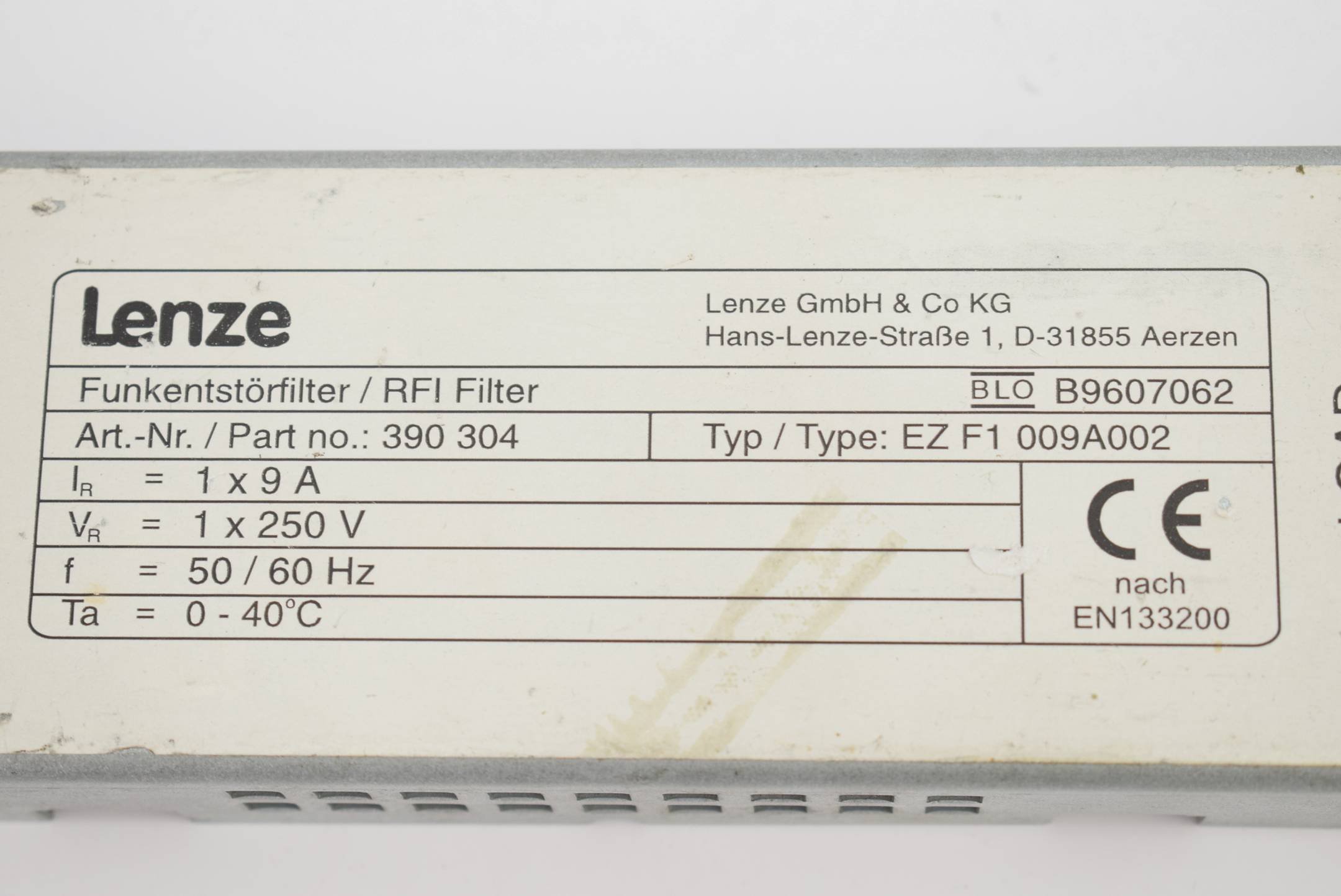 Lenze Funkenstörfilter / RFI Filter EZ F1 009A002 ( 390 304 )
