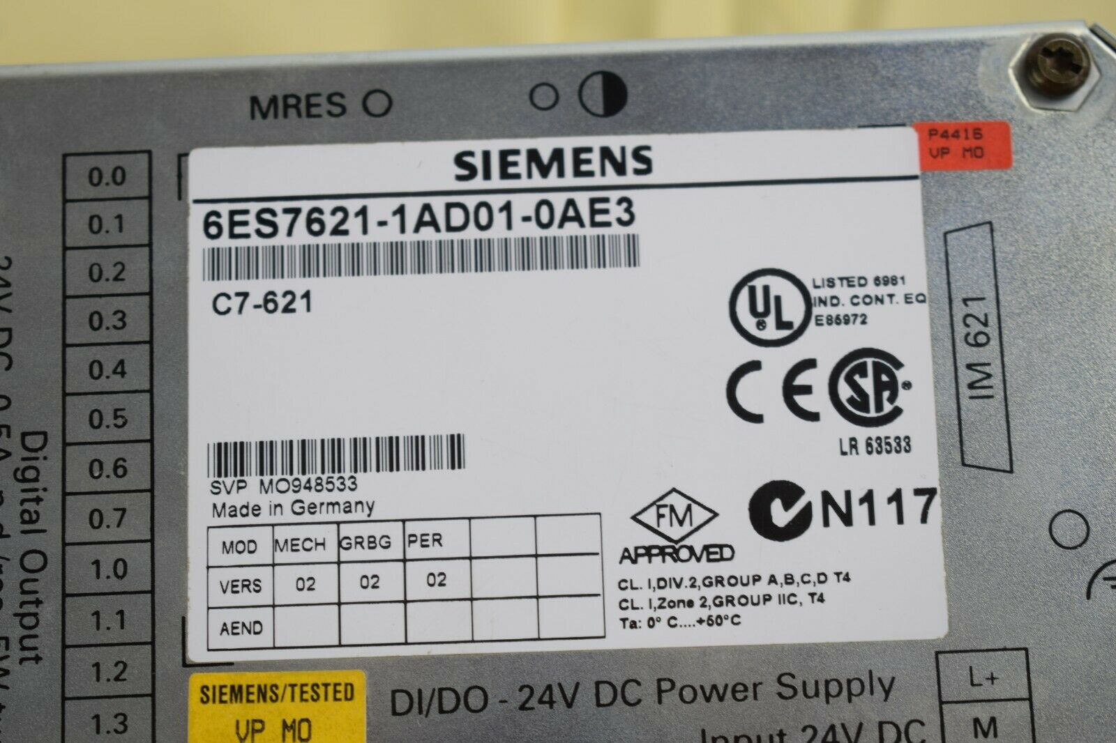 Siemens simatic C7-621 S7-300 6ES7621-1AD01-0AE3 ( 6ES7 621-1AD01-0AE3 ) Ver 2