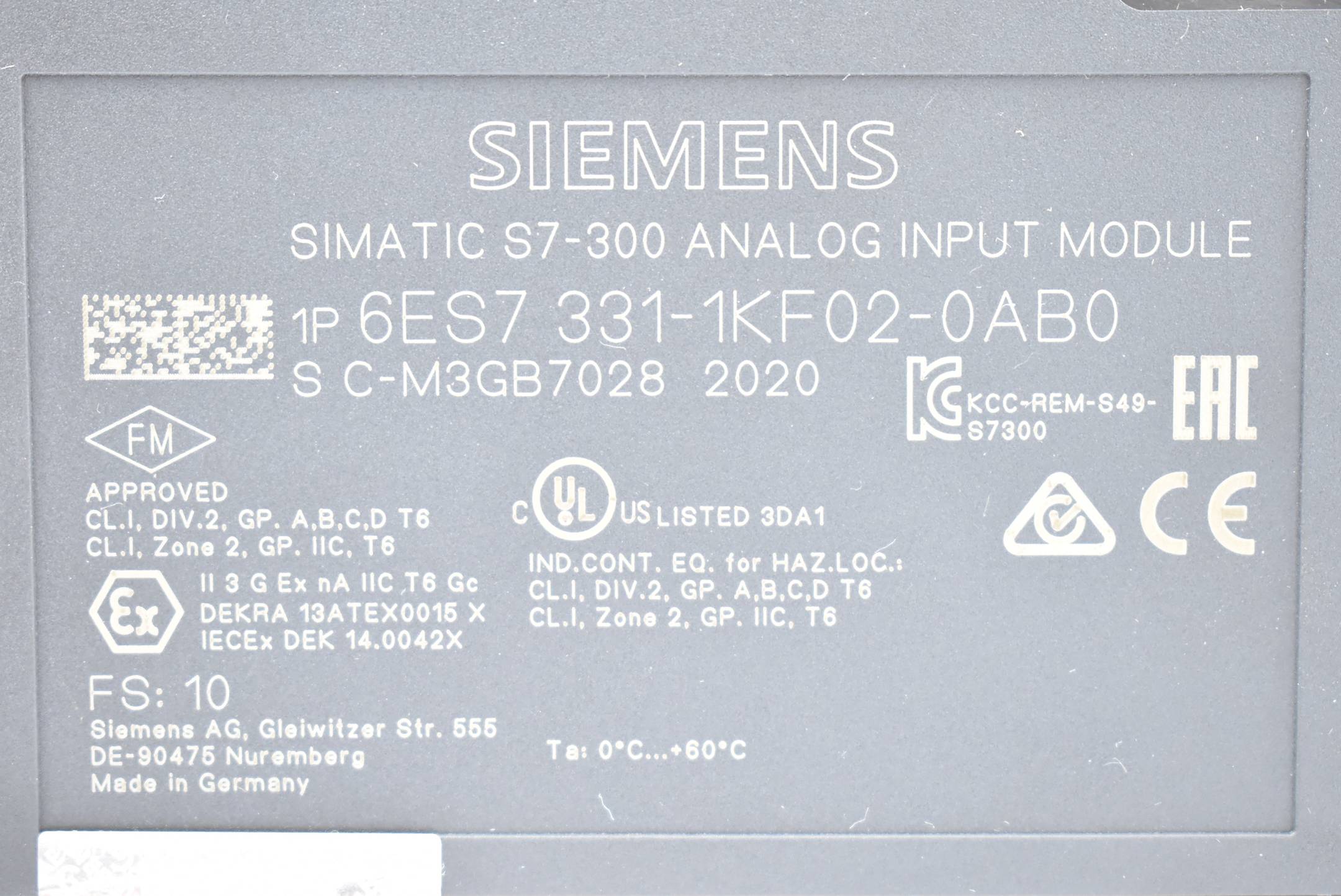 Siemens Simatic S7-300 SM 331 6ES7331-1KF02-0AB0 ( 6ES7 331-1KF02-0AB0 )