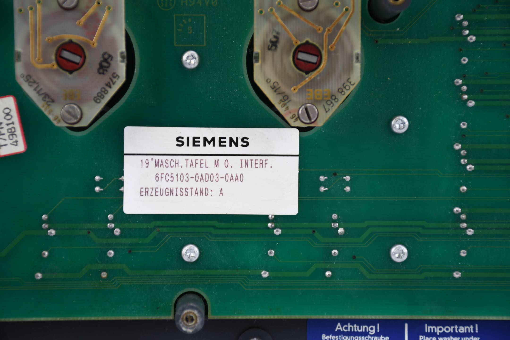 Siemens sinumerik 840C Maschinensteuertafel M 6FC5103-0AD03-0AA0 Ver A
