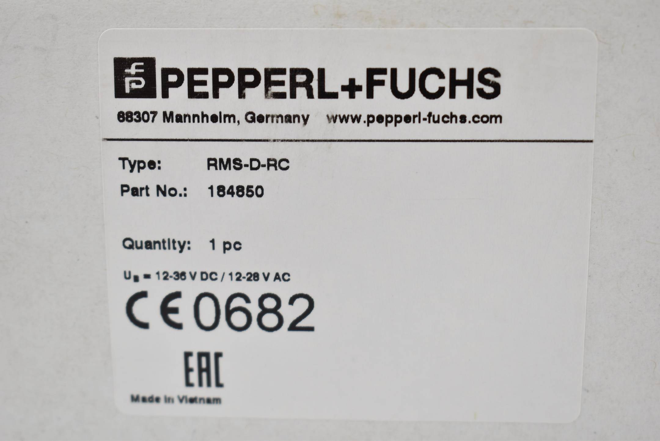 Pepperl+Fuchs Radar-Bewegungsmelder 12-36VDC 12-28VAC RMS-D-RC ( 184850 )