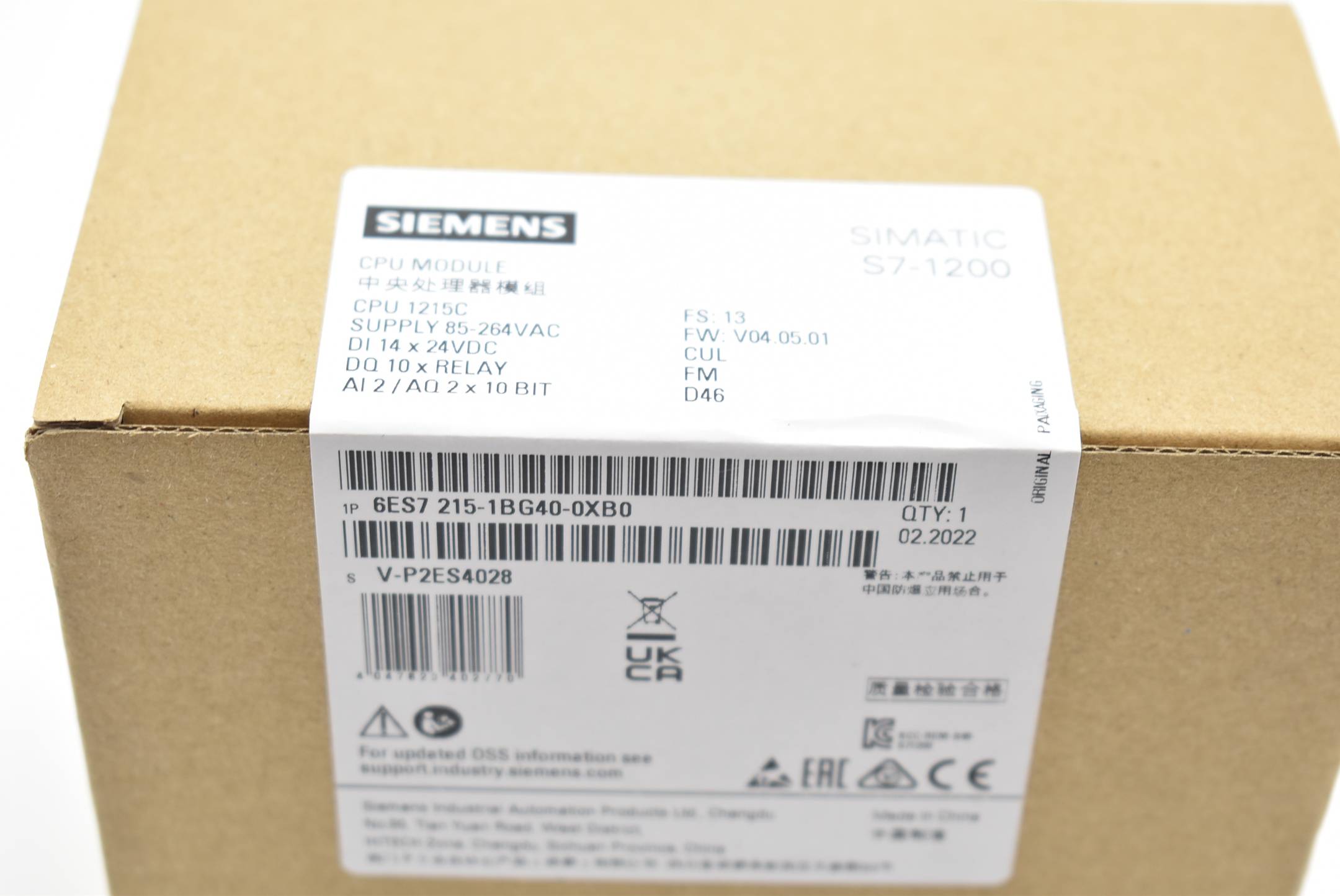 Siemens simatic S7-1200 CPU 1215C 6ES7 215-1BG40-0XB0 ( 6ES7215-1BG40-0XB0 ) E13