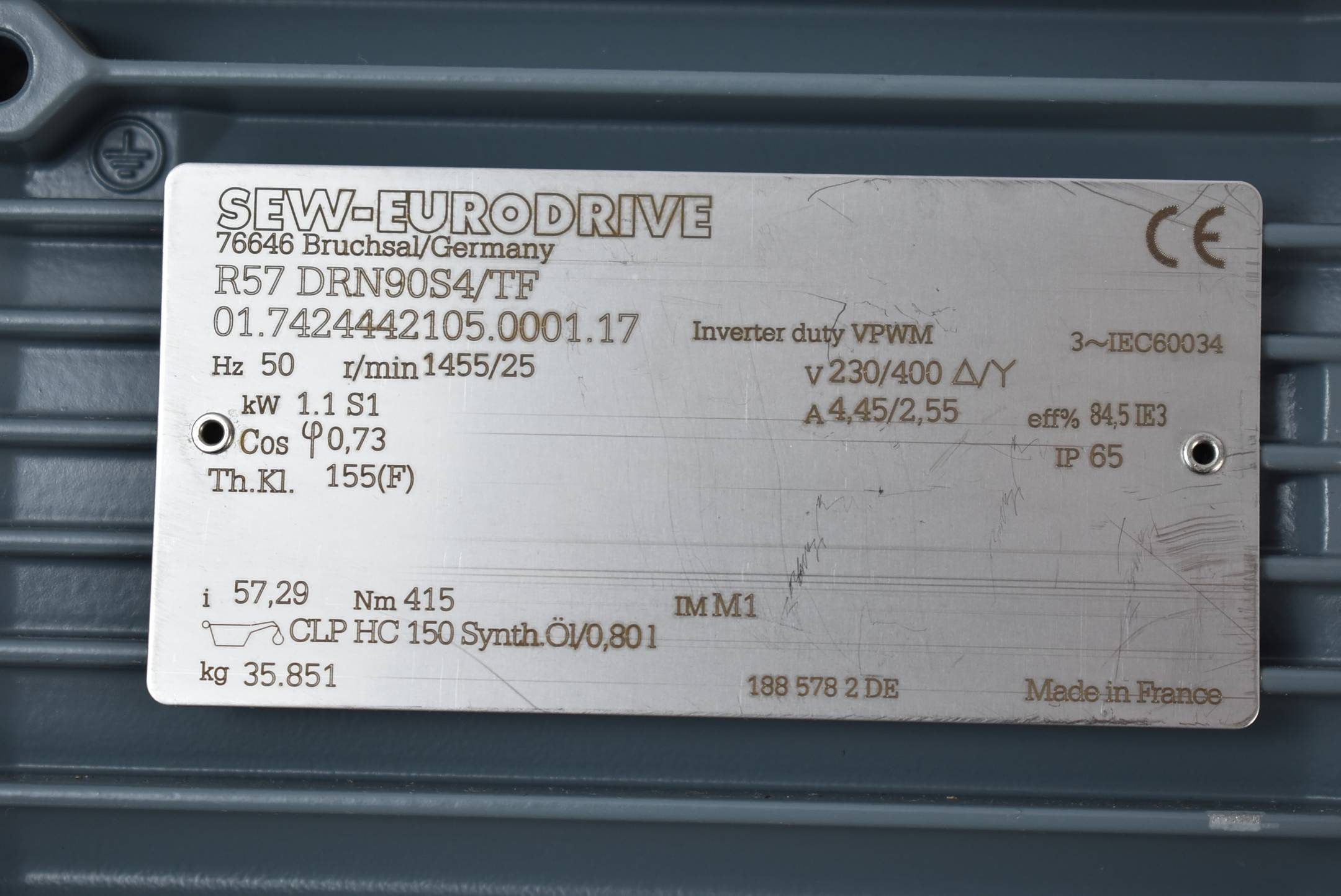 SEW Eurodrive Motor R57 DRN90S4/TF ( 01.7424442105.0001.17 )
