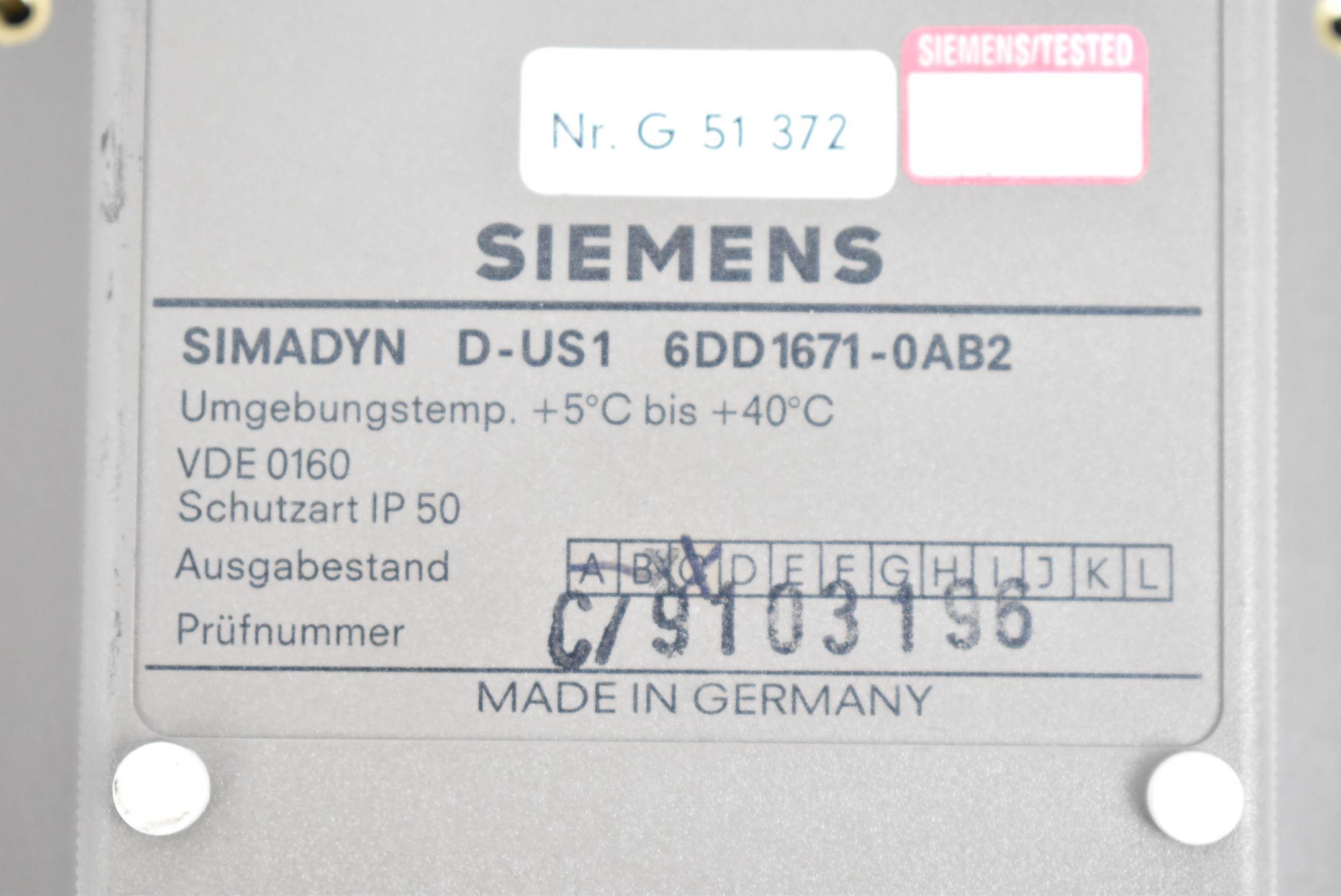 Siemens Simadyn D-US1 6DD1671-0AB2 ( 6DD1 671-0AB2 ) E. C