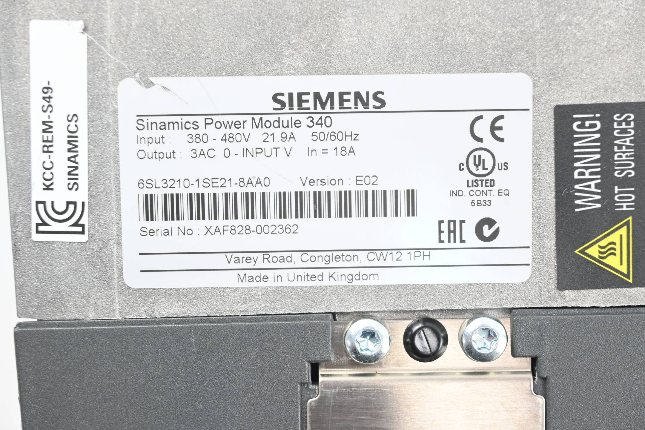 Siemens Sinamics PM340 6SL3210-1SE21-8AA0 Ver.E02 inkl. 6SL3203-0CD22-2AA0 