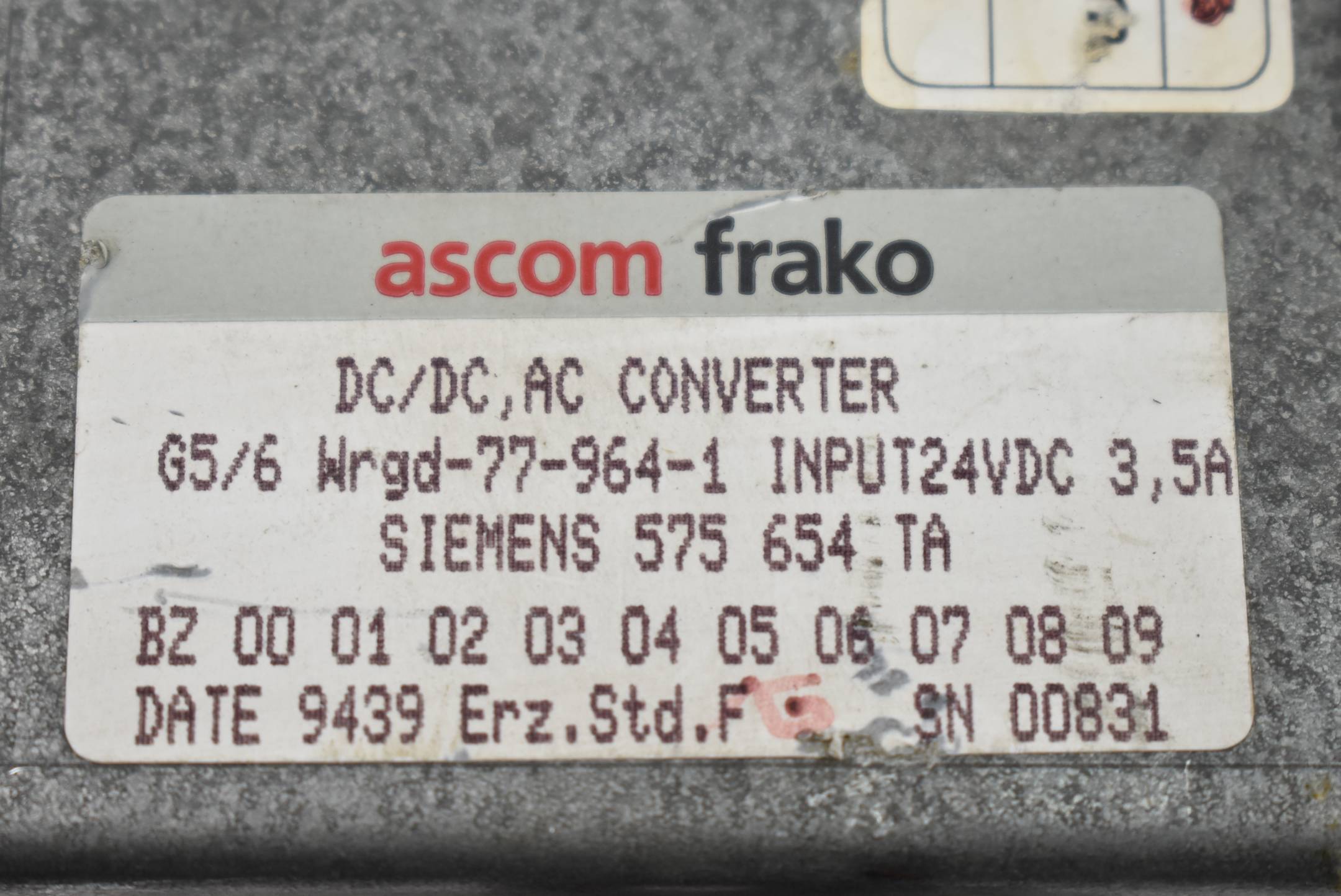 Ascom Frakko DC/DC, AC Converter G5/6 Wrgd-77-964-1 ( 24VDC 3,5A )