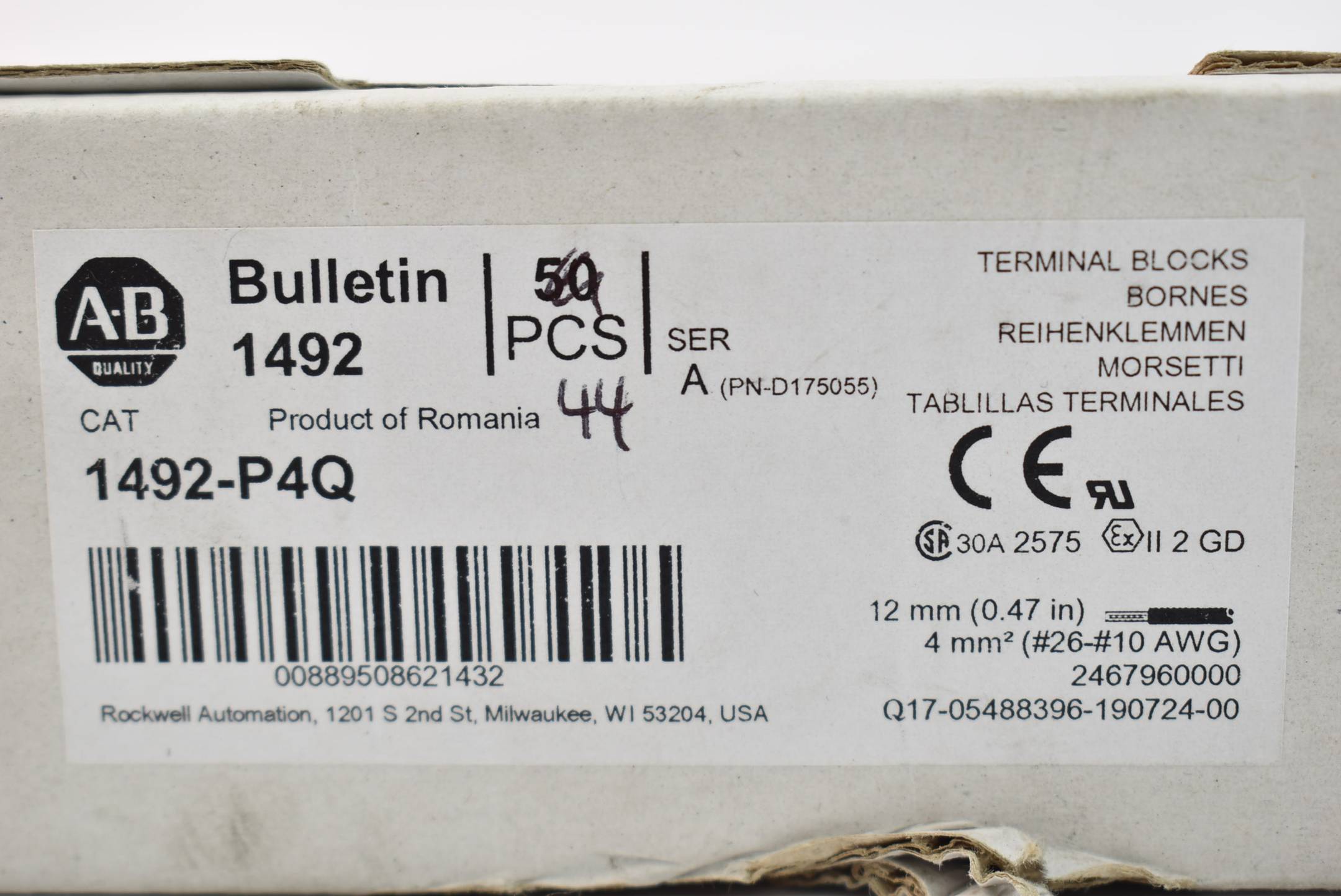 Allen-Bradley Reihenklemmen 1492-P4Q 48 Stück