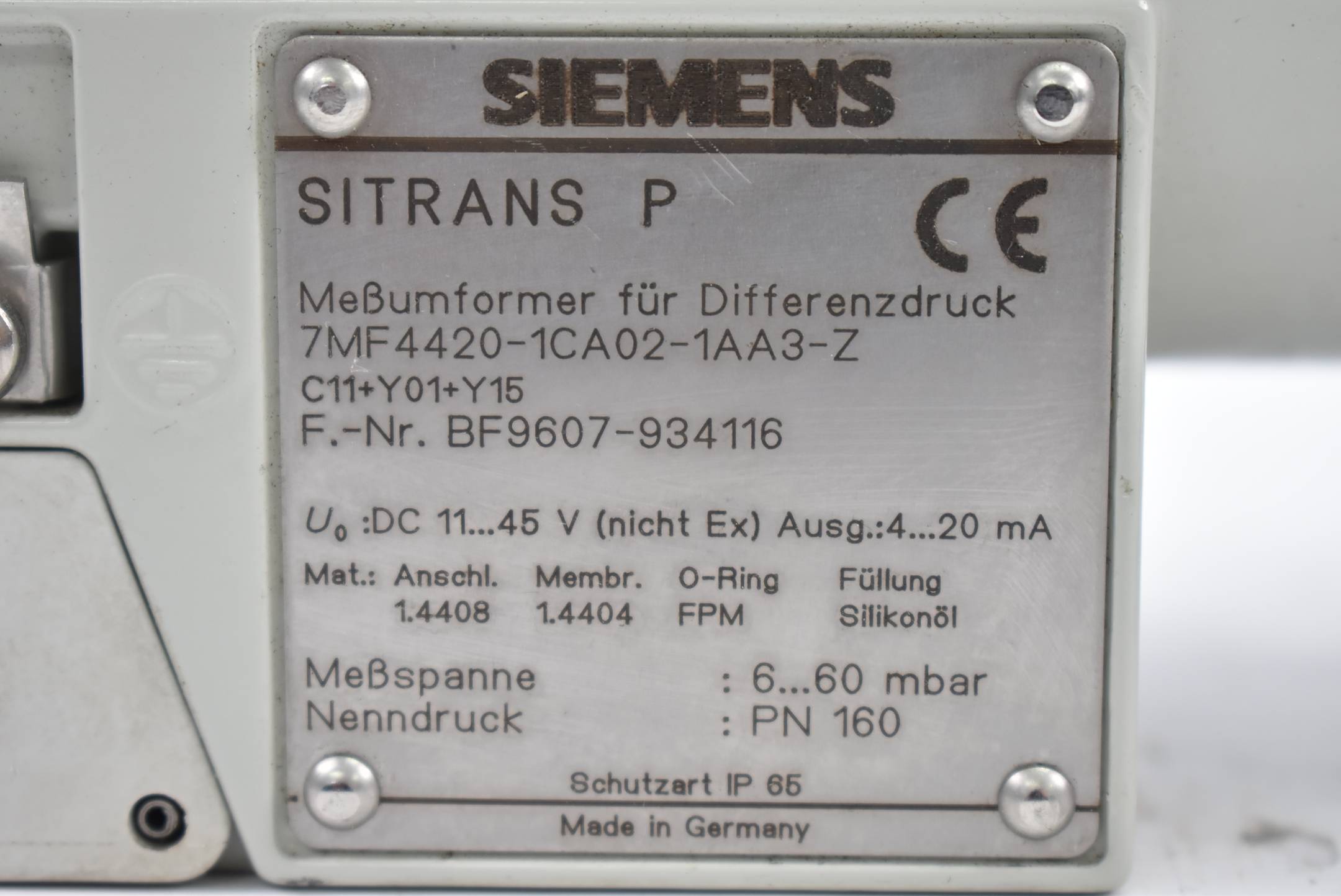 Siemens Sitrans P Meßumformer 7MF4420-1CA02-1AA3-Z ( 7MF4 420-1CA02-1AA3-Z )