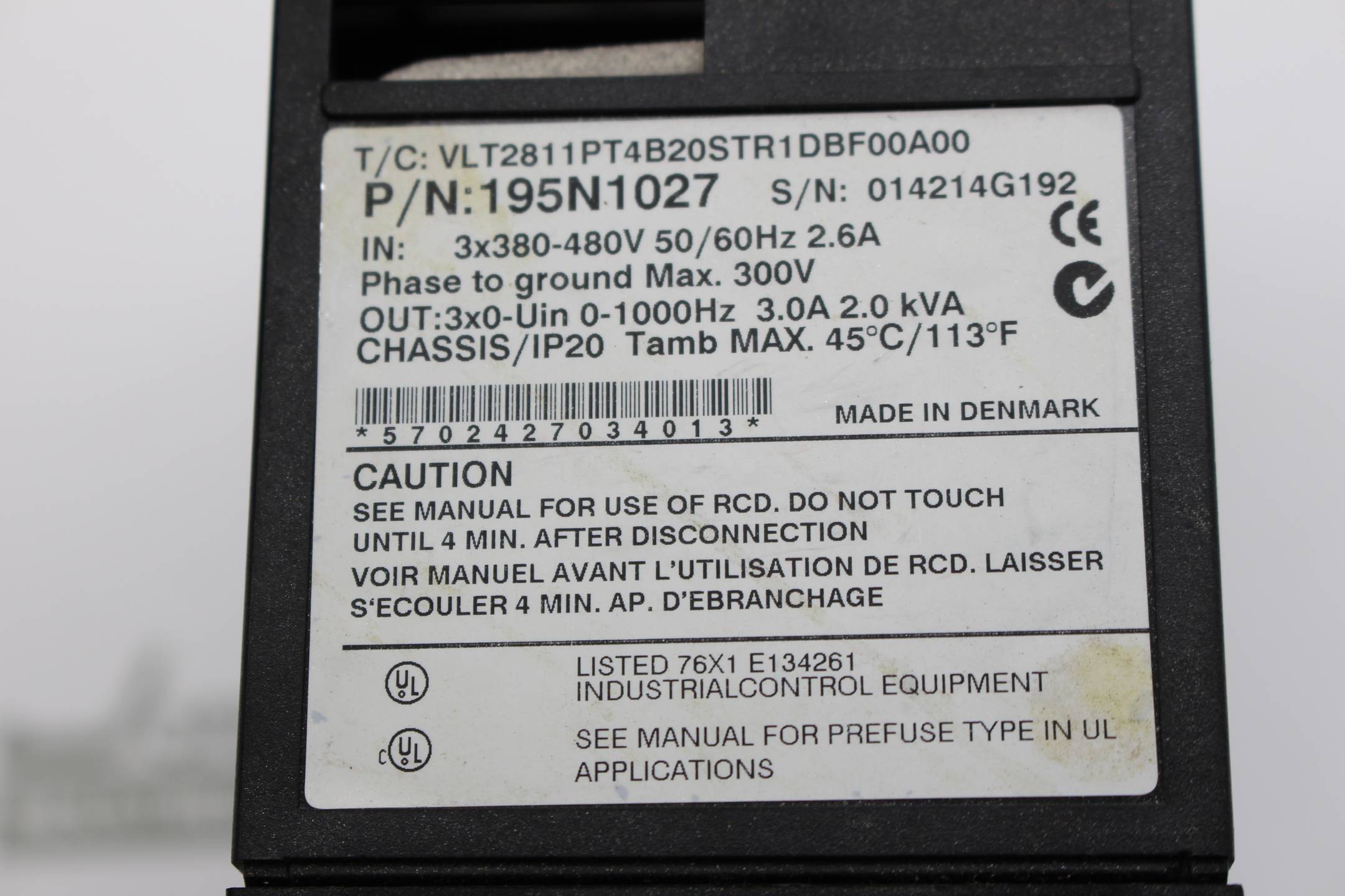 Danfoss Frequenzumrichter VLT2811PT4B20STR1DBF00A00 ( 195N1027 ) 