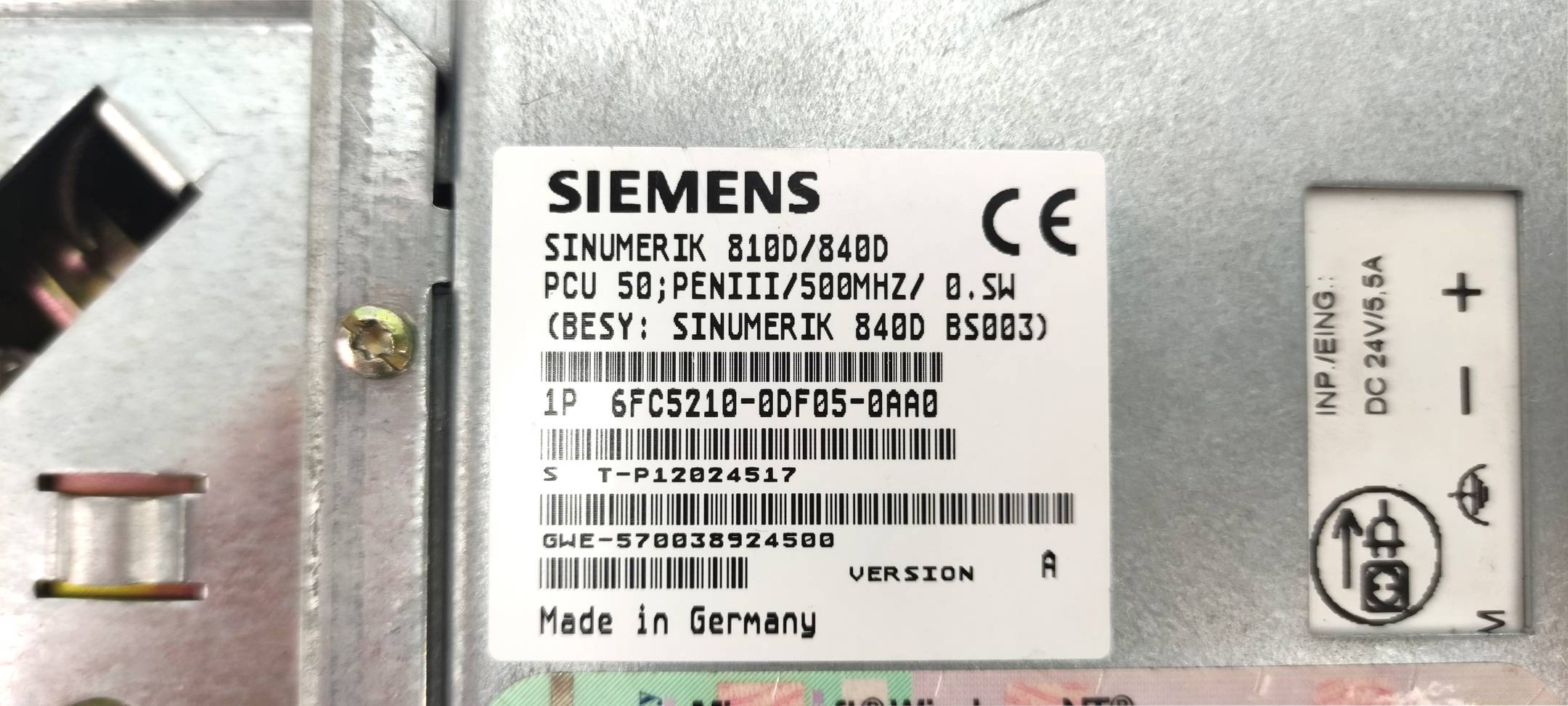Siemens sinumerik 810D/840D PCU 50;Pen 6FC5210-0DF05-0AA0 inkl. Festplatte