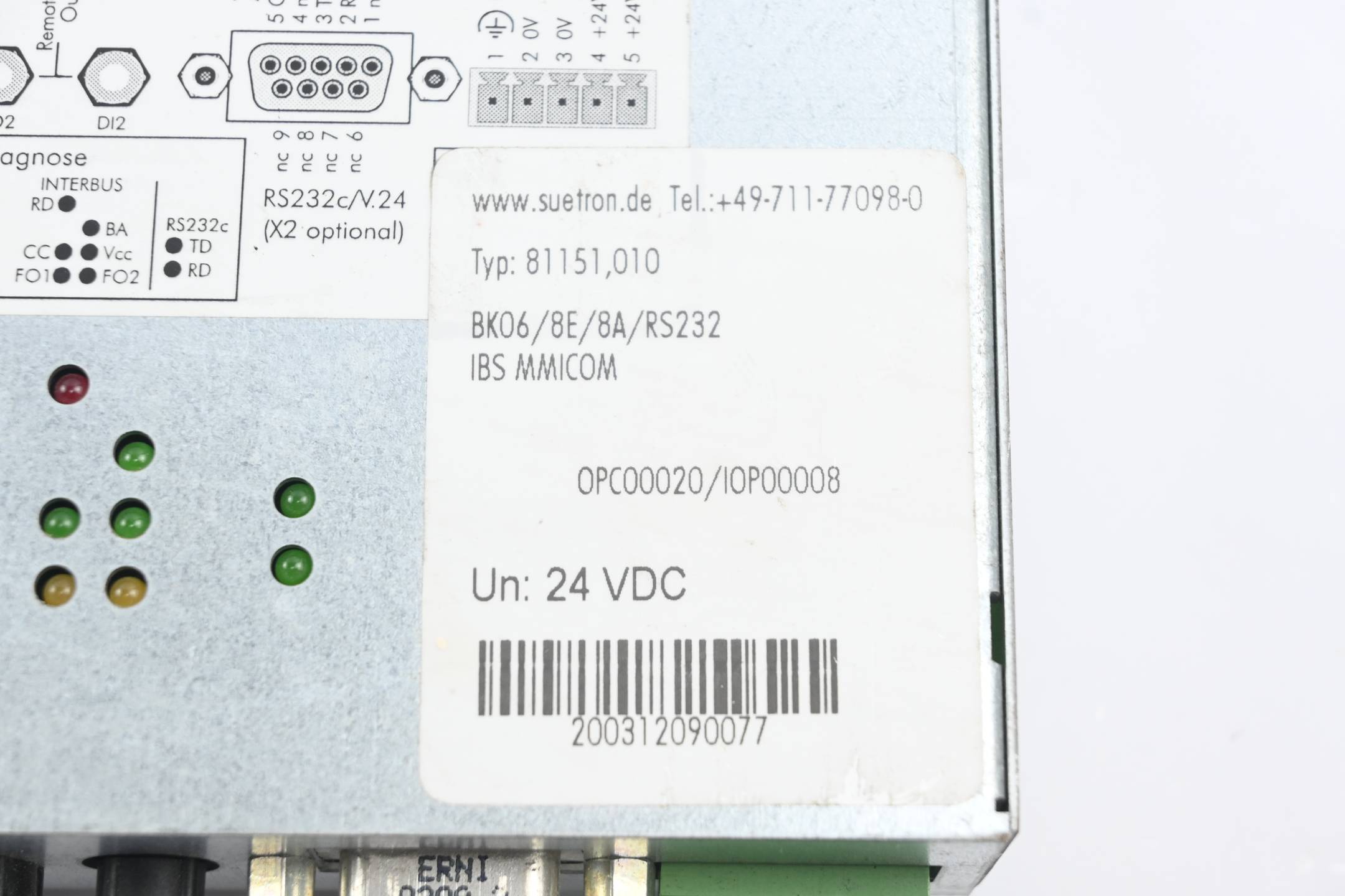 Suetron Interface Modul BK06/8E/8A/RS232 IBS MMICOM ( 81151,010 )