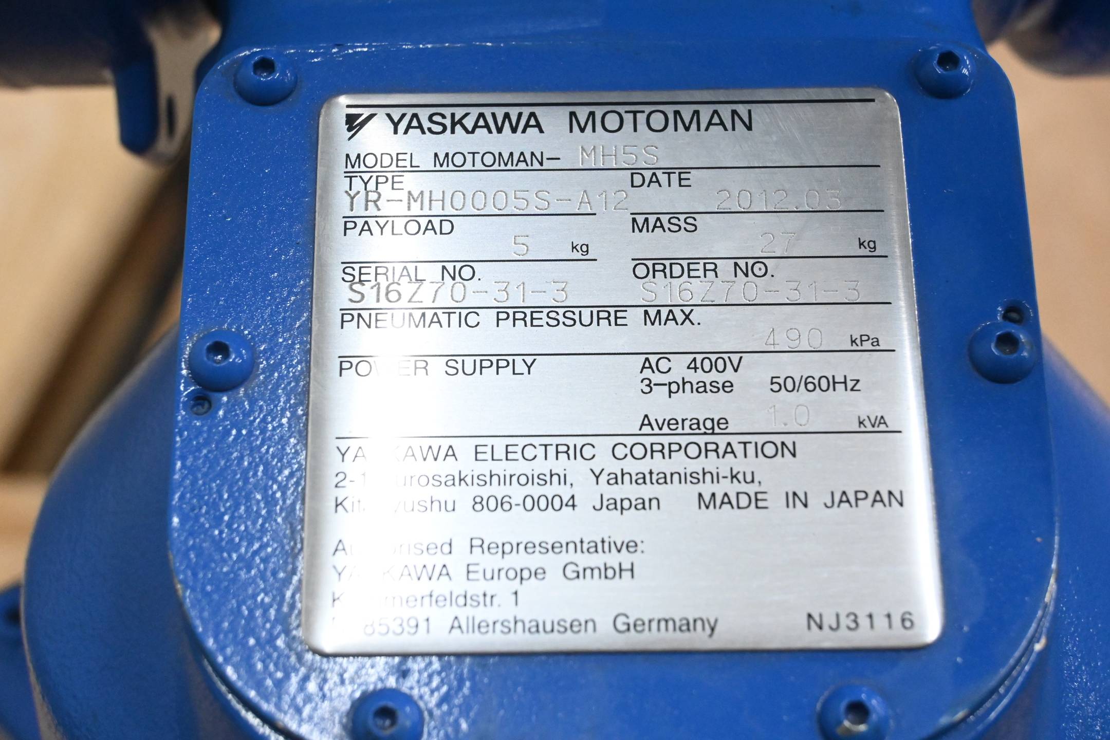 Yaskawa Roboter MOTOMAN-MH5S ( YR-MH0005S-A12 ) inkl Yaskawa Schaltschrank DX100