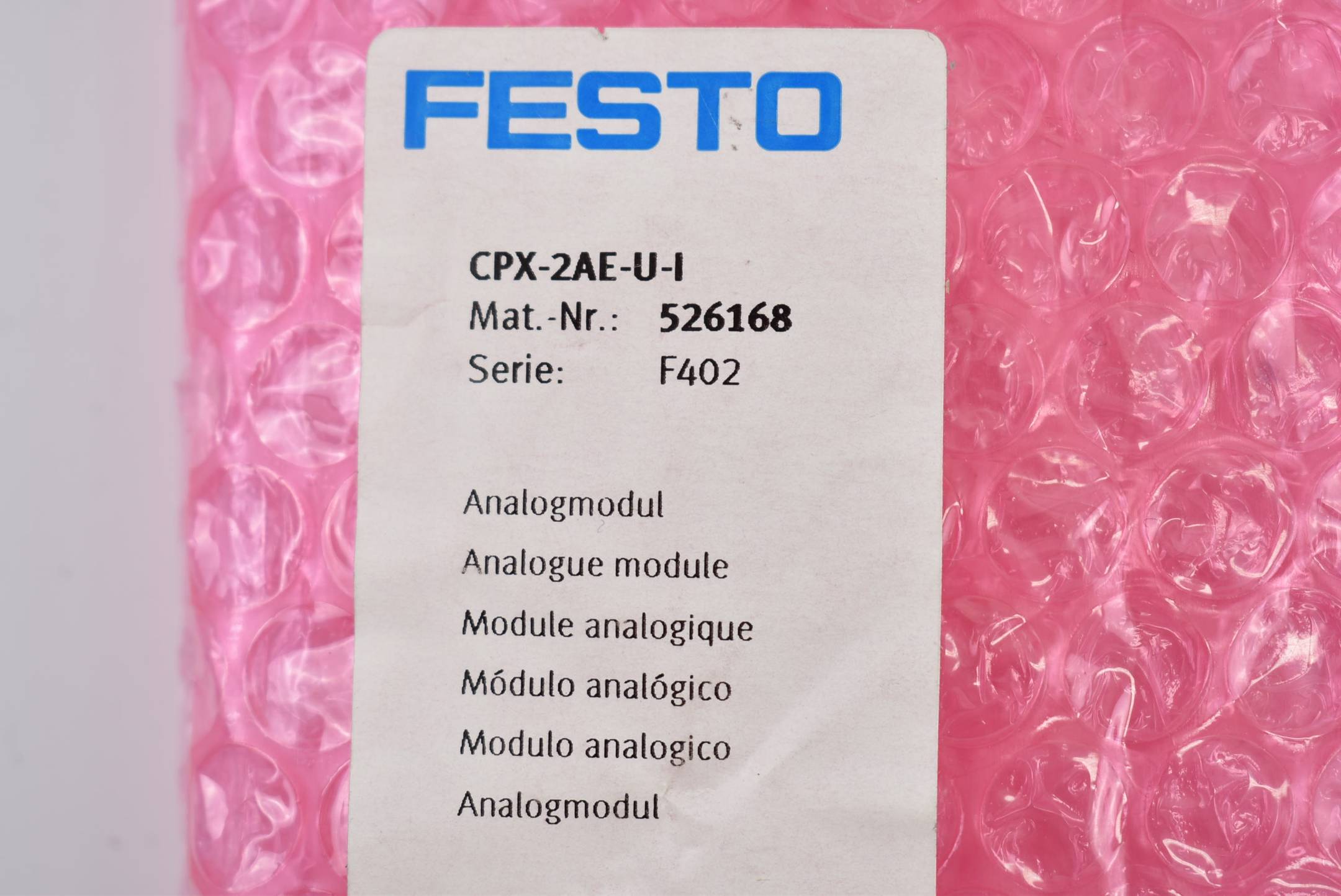 Festo CXP-Terminal Analogmodul 4ms 18-30V 24V 50mA CPX-2AE-U-I ( 526168 )