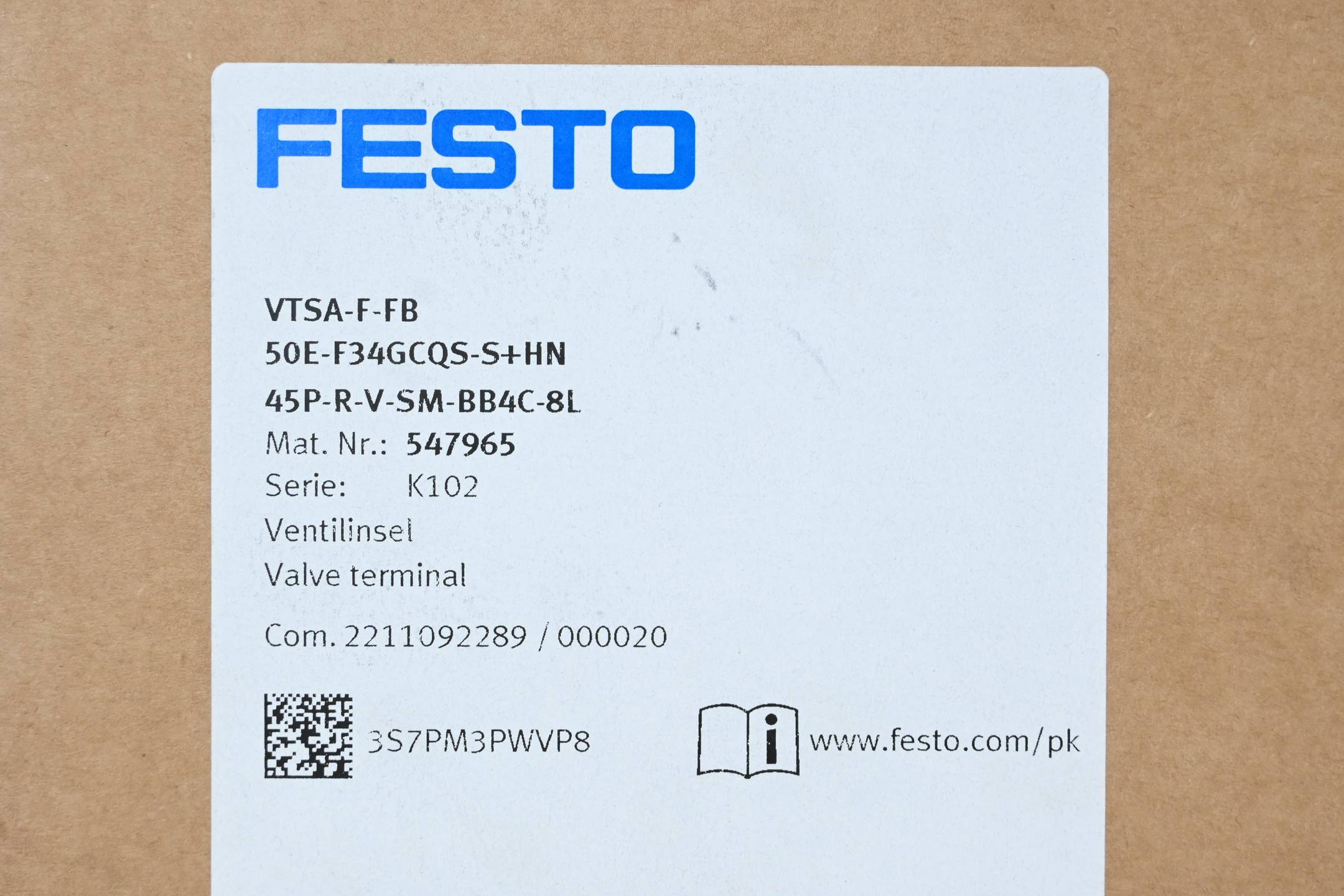 Festo Ventilinsel VTSA-F-FB ( 50E-F34GCQS-S+HN 45P-R-V-SM-BB4C-8L ) 547965