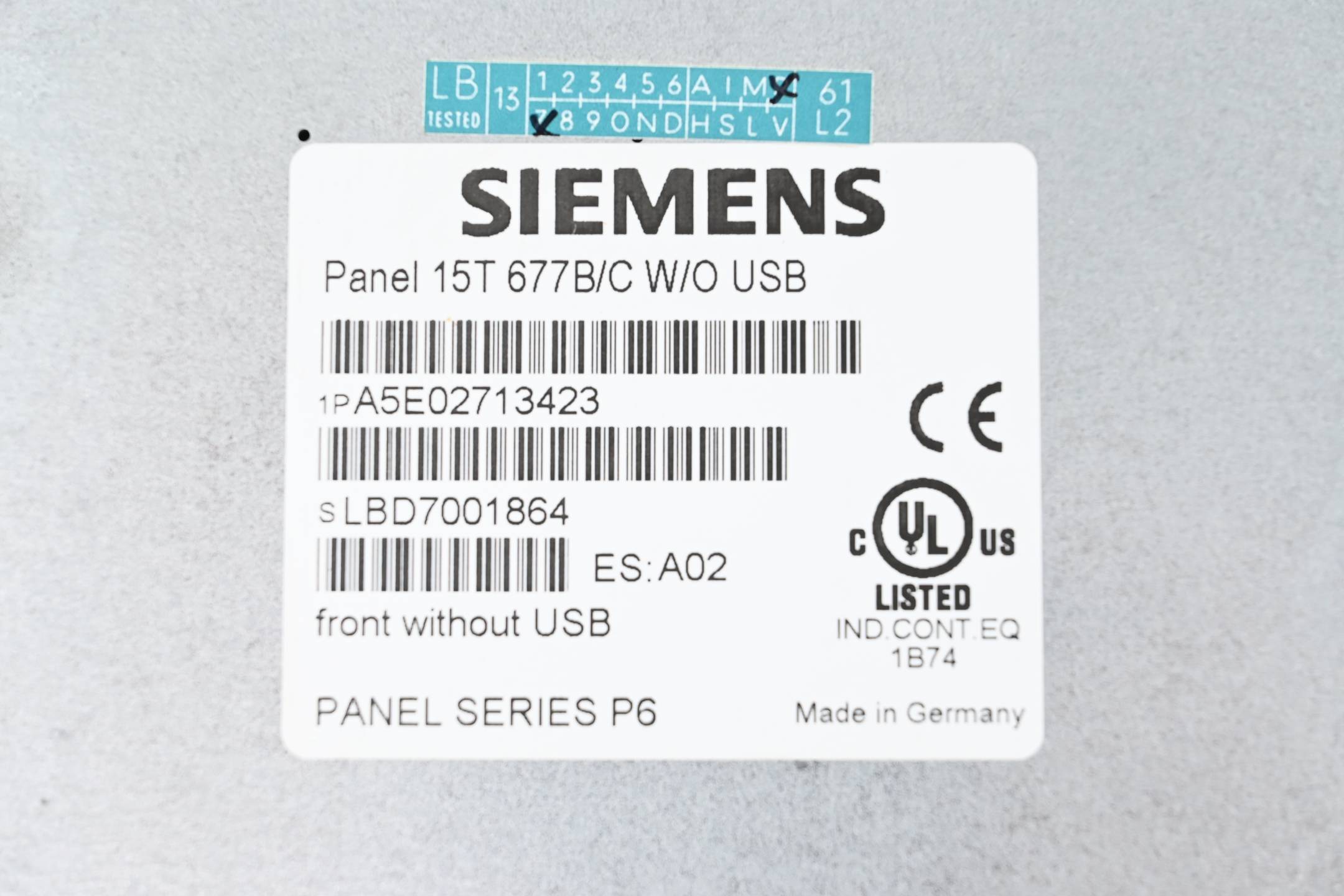 Siemens Panel 15T 677B/C W/O USB A5E02713423