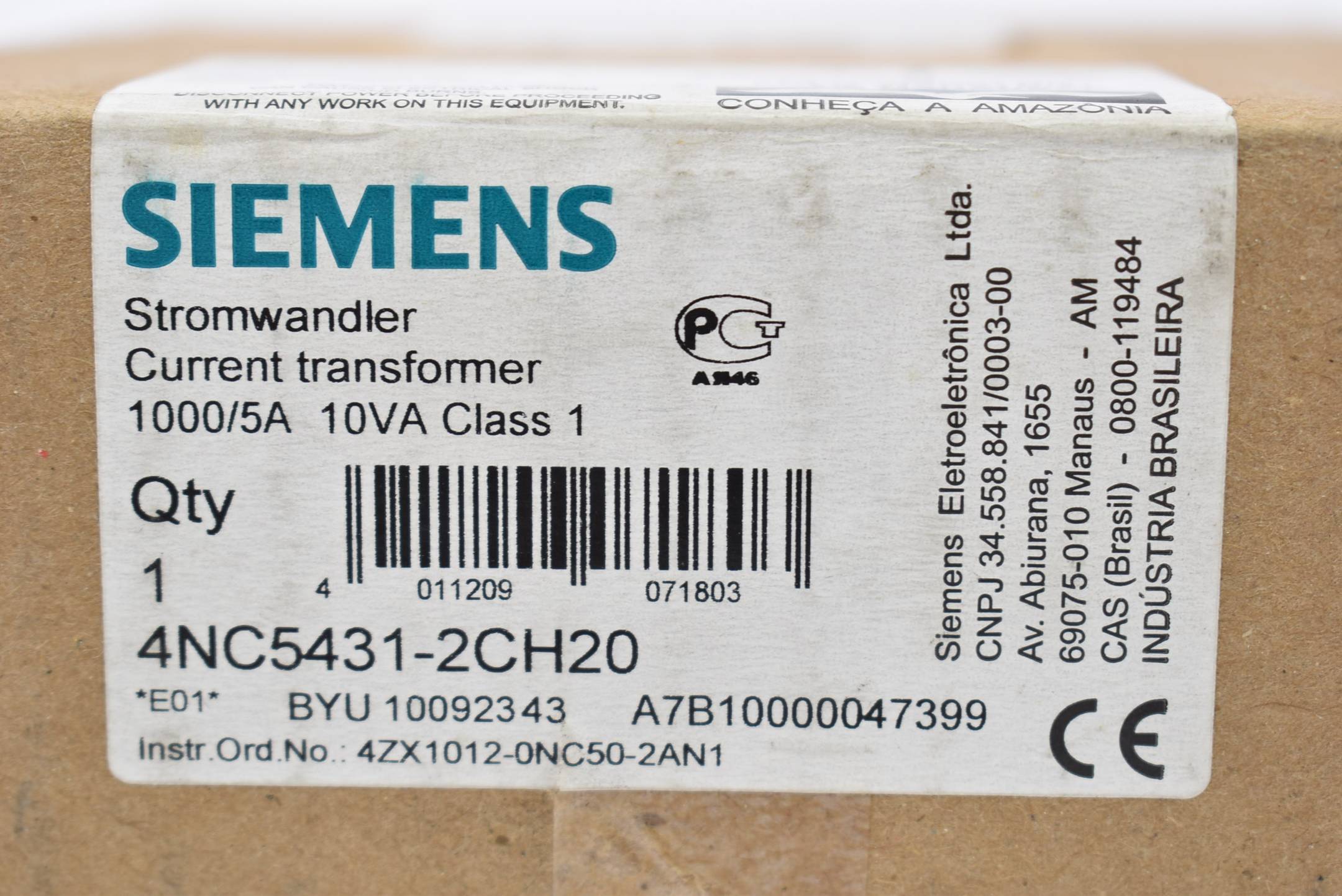 Siemens Stromwandler 5A 50/60Hz 4NV5 431-2CH20 ( 4NV5431-2CH20 )