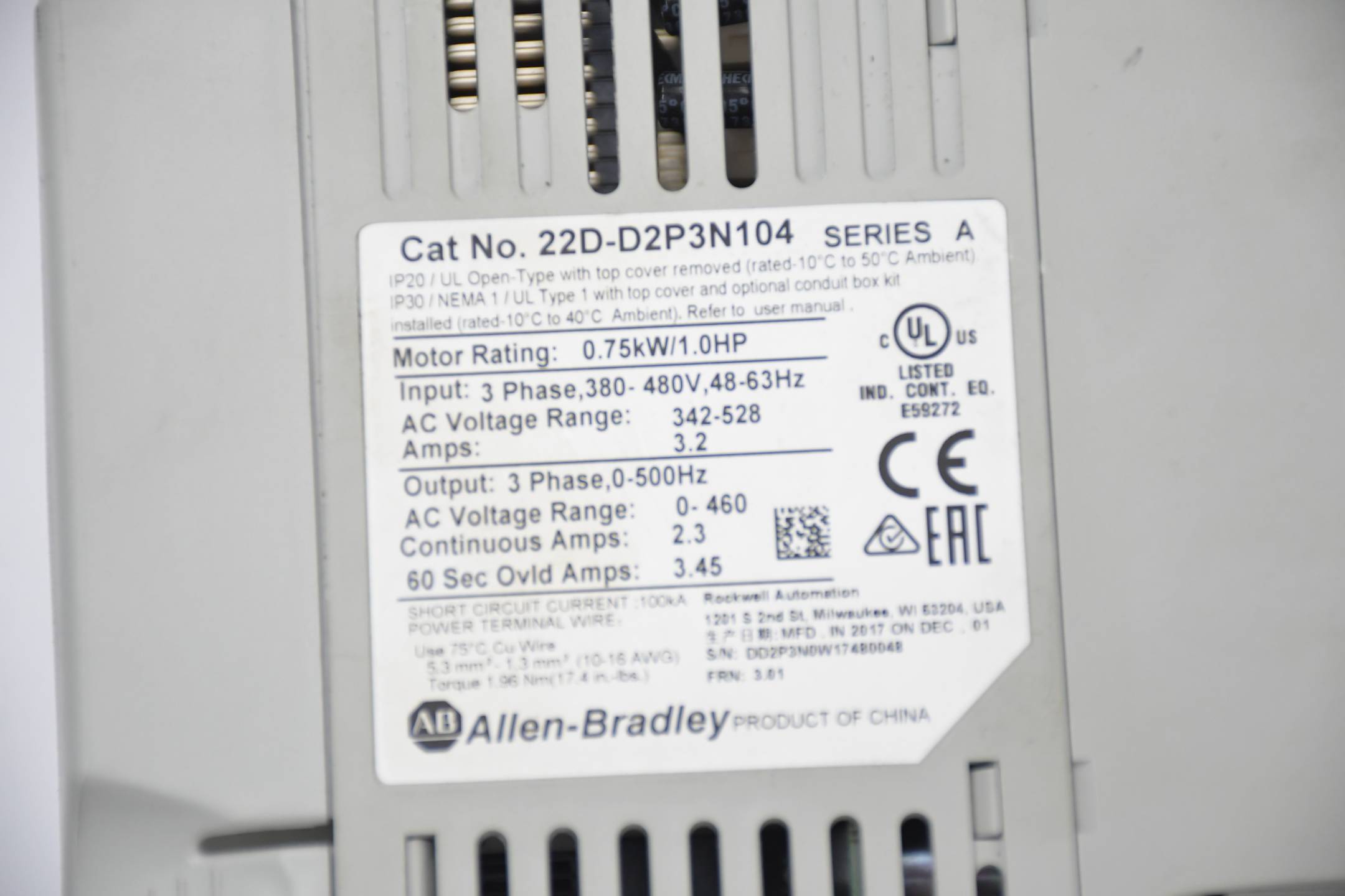 Allen-Bradley PowerFlex 40P Frequenzumrichter 22D-D1P4N104