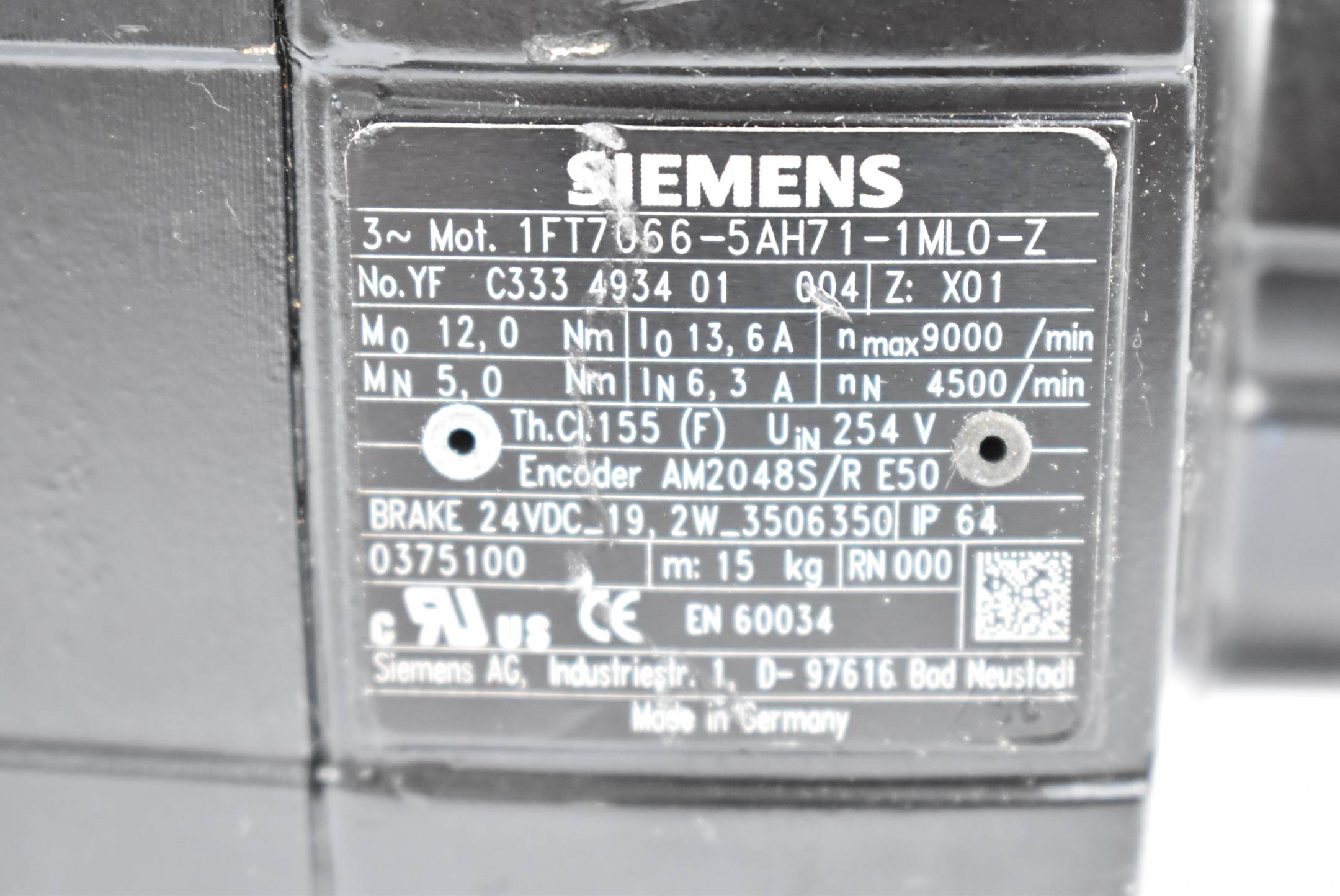 Siemens Simotics S Synchronmotor 1FT7066-5AH71-1ML0-Z ( 1FT7 066-5AH71-1ML0-Z )