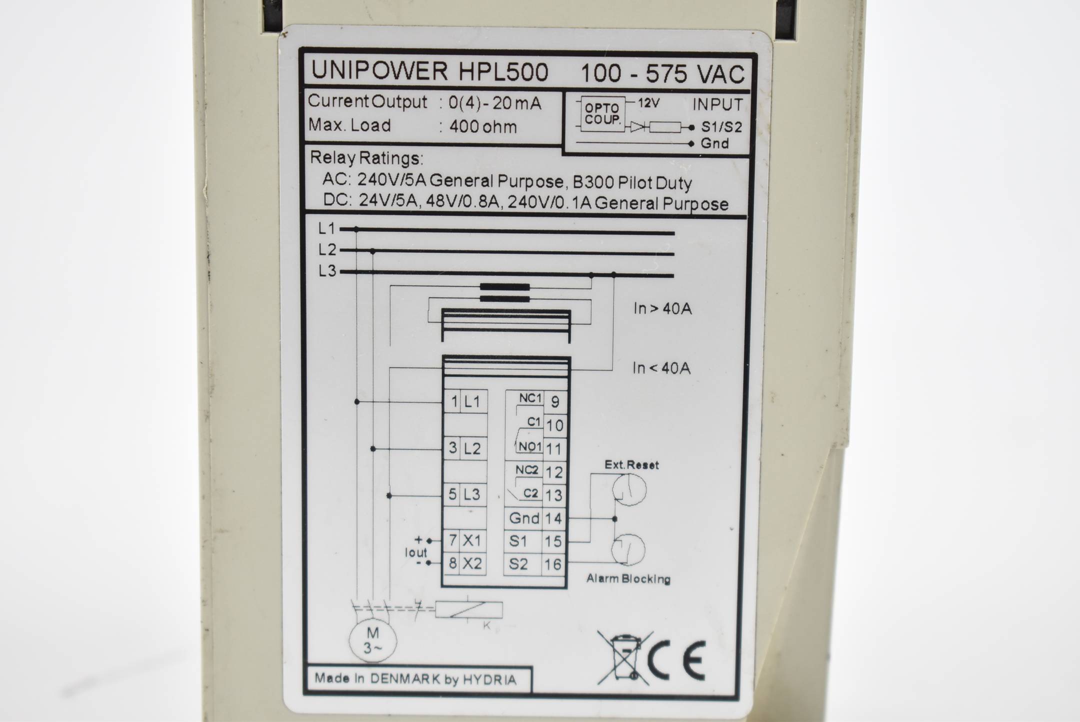 Unipower Stromwandler 100-575VAC 0(4)-20mA 400ohm HPL500