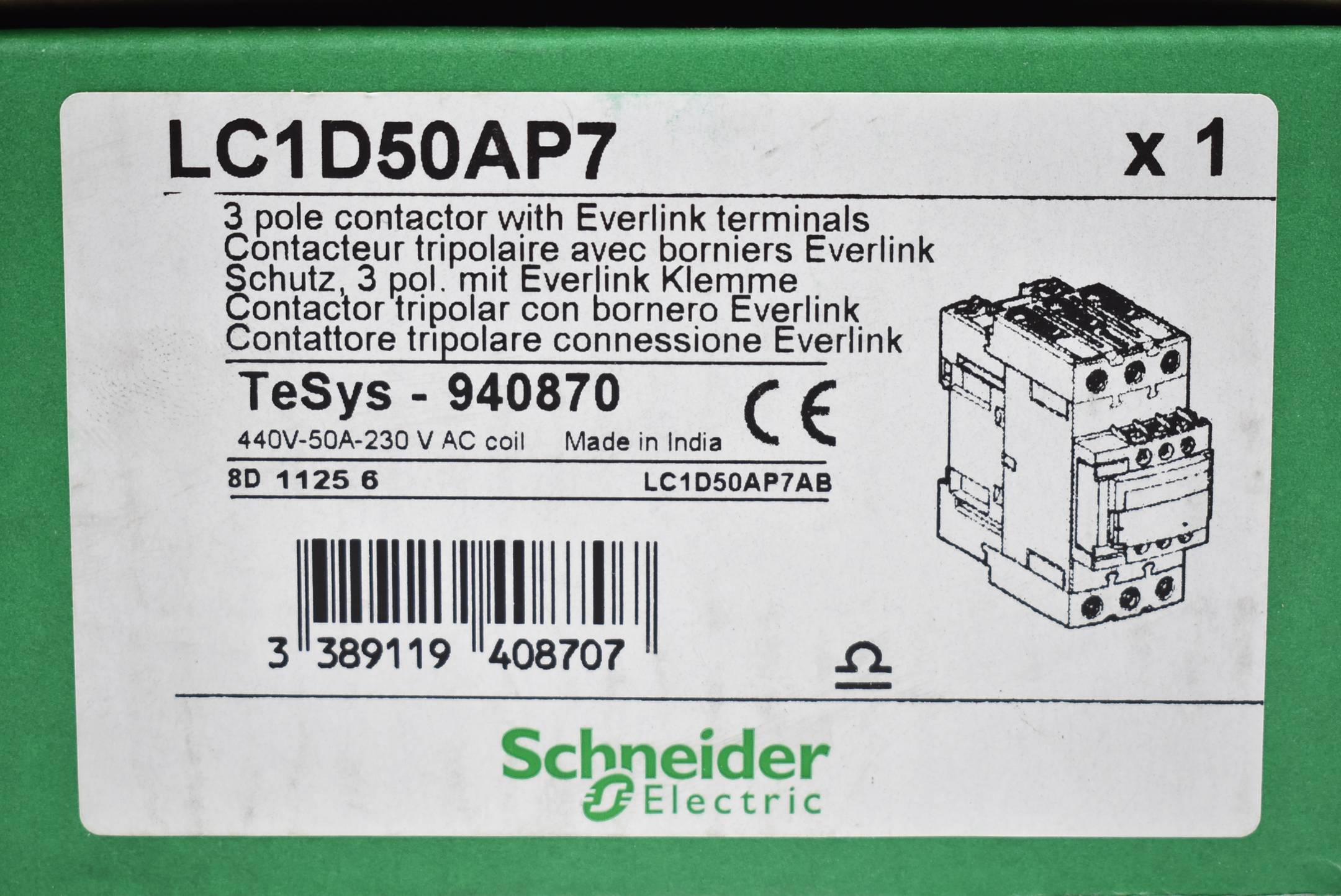 Schneider Electric Schütz 3-polig mit Everlink Klemme LC1D50AP7 ( LC1 D50AP7 )