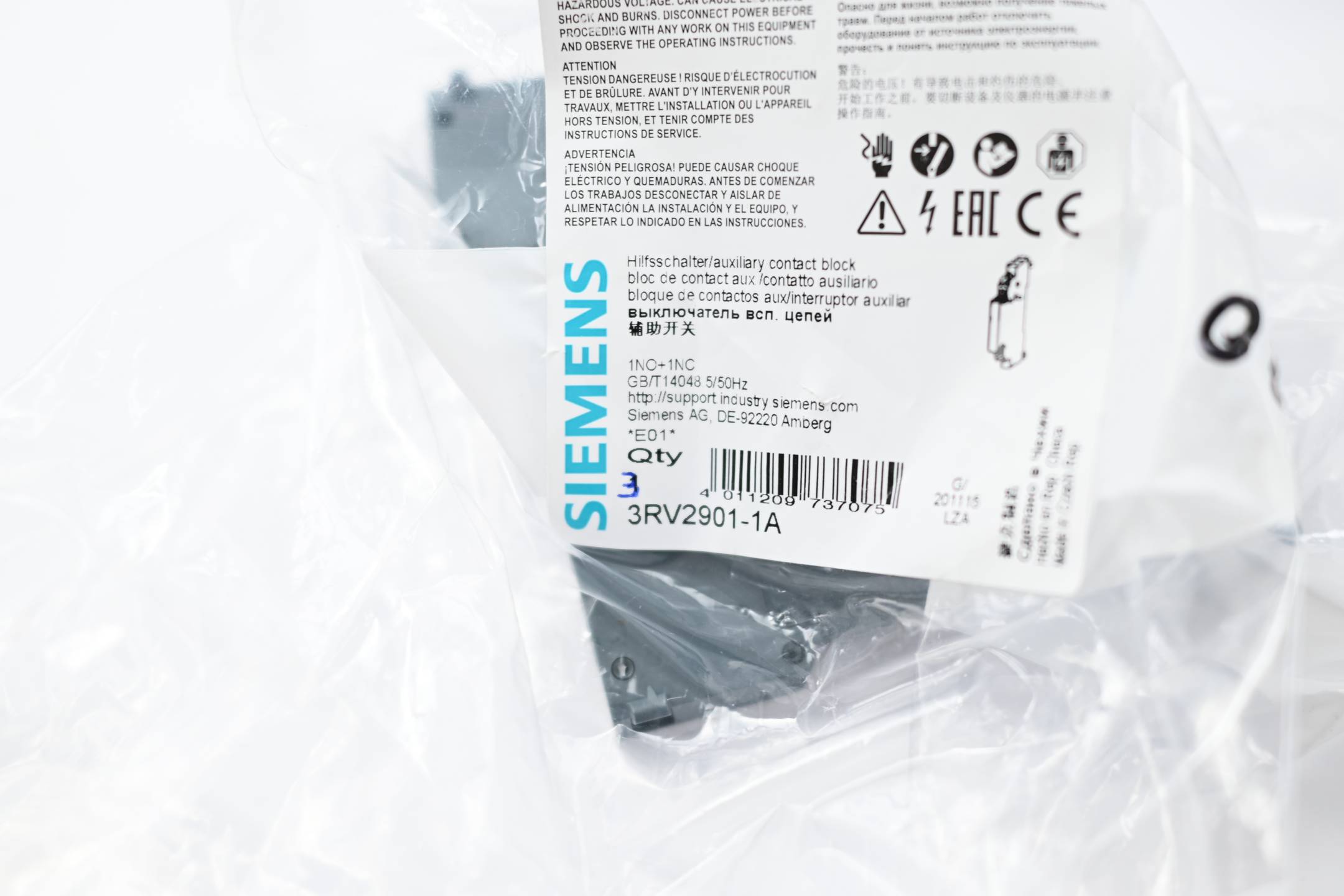Siemens Hilfsschalter für Leistungsschalter 3RV2901-1A  ( 3RV2 901-1A ) 3 Stück