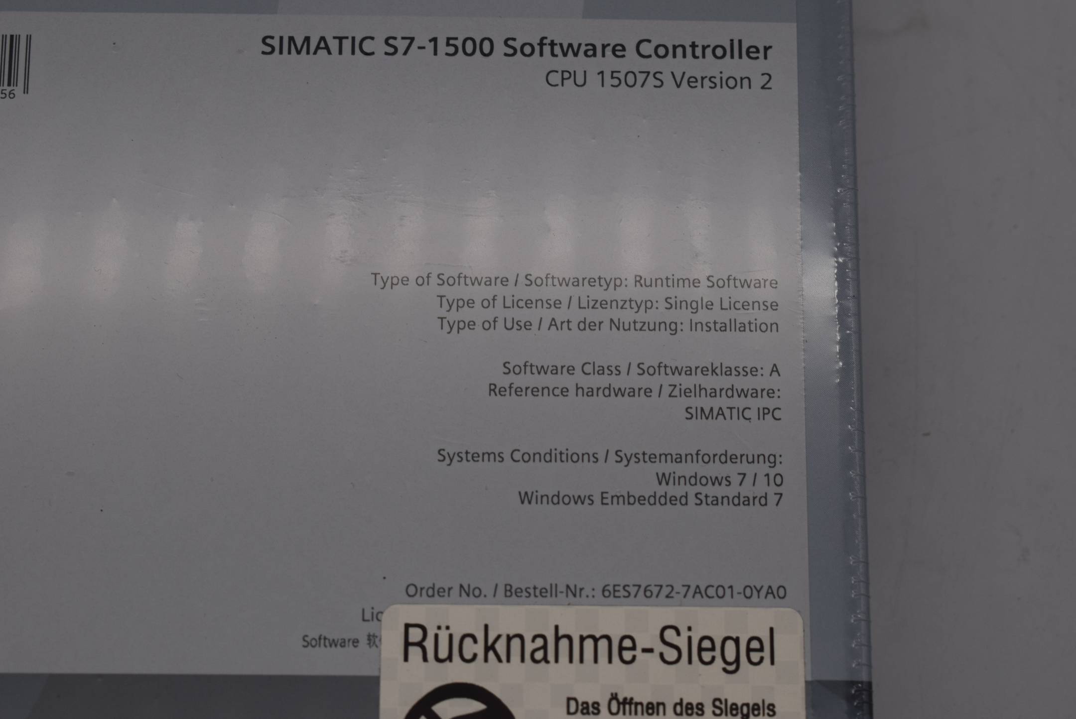 Siemens simatic S7-1500 6ES7672-7AC01-0YA0 ( 6ES7 672-7AC01-0YA0 ) V. 02