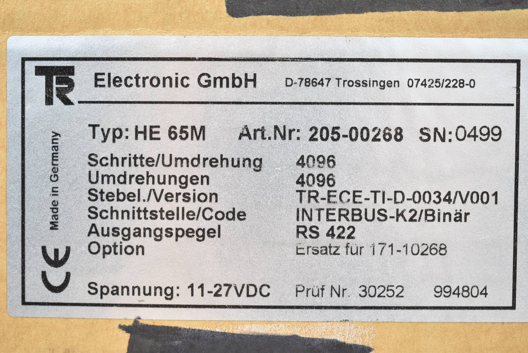 TR Electronic Encoder Drehgeber HE 65M ( 205-00268 ) 11-27VDC